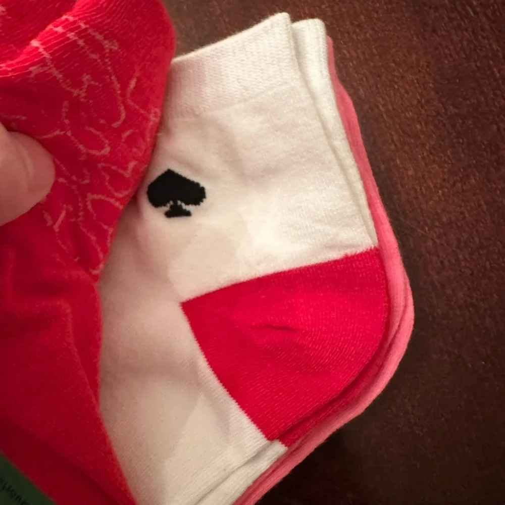 Kate Spade Socks 3 Pack Red and White Hearts NWT